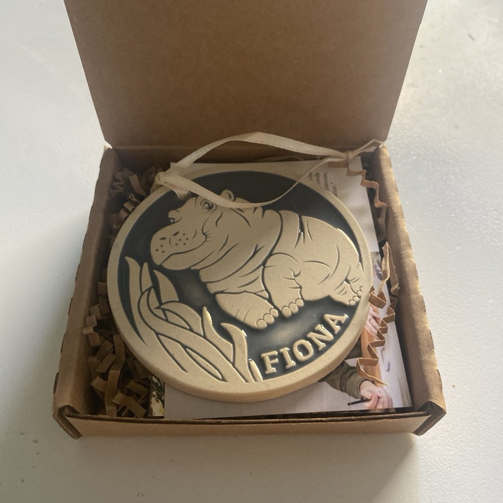 NIB Rookwood Pottery Fiona The Hippo Ornament 2017 Signed By Artist M Guanaciale